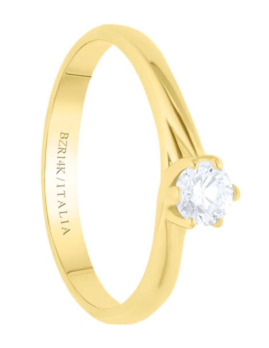 Solitario de oro amarillo 14 k diamante 3
