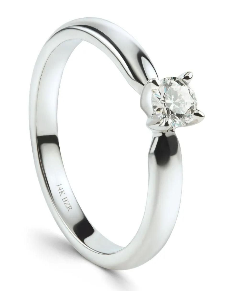 Solitario de oro blanco 14 k diamante