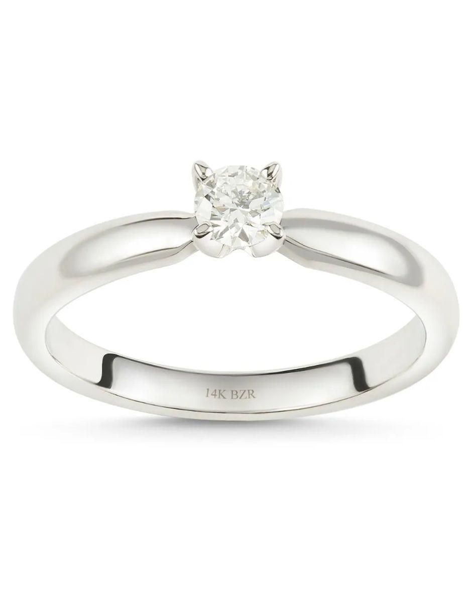 Solitario de oro blanco 14 k diamante 2