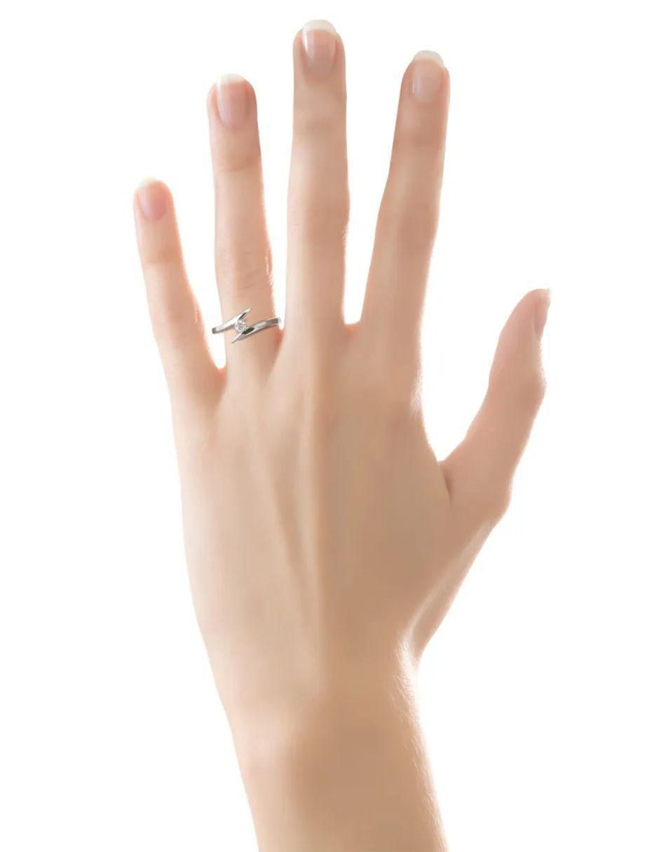 Solitario de oro blanco 14 k diamante 3