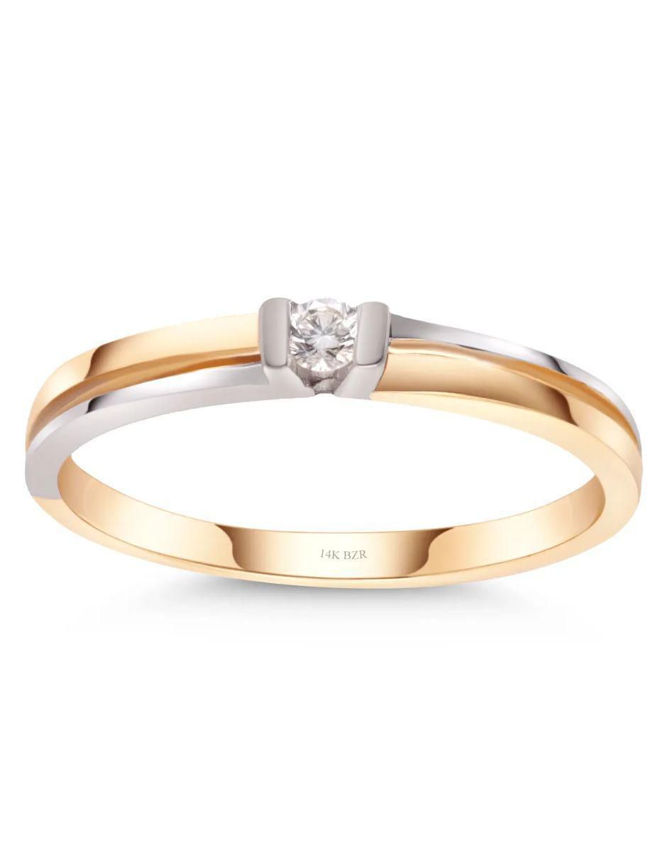 Solitario de oro amarillo 14 k diamante 2