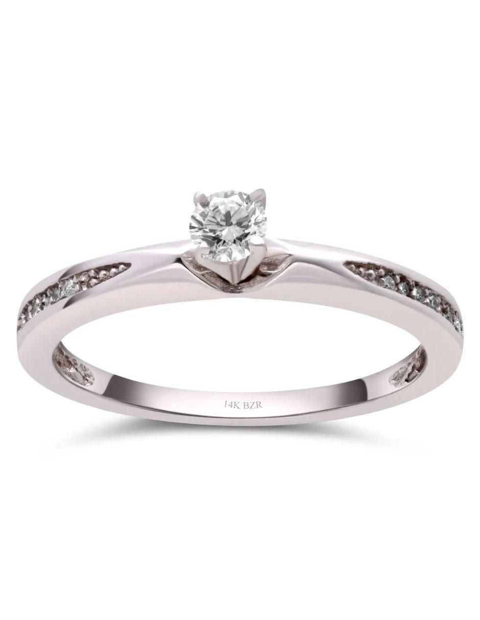 Solitario de oro blanco 14 k diamante 2