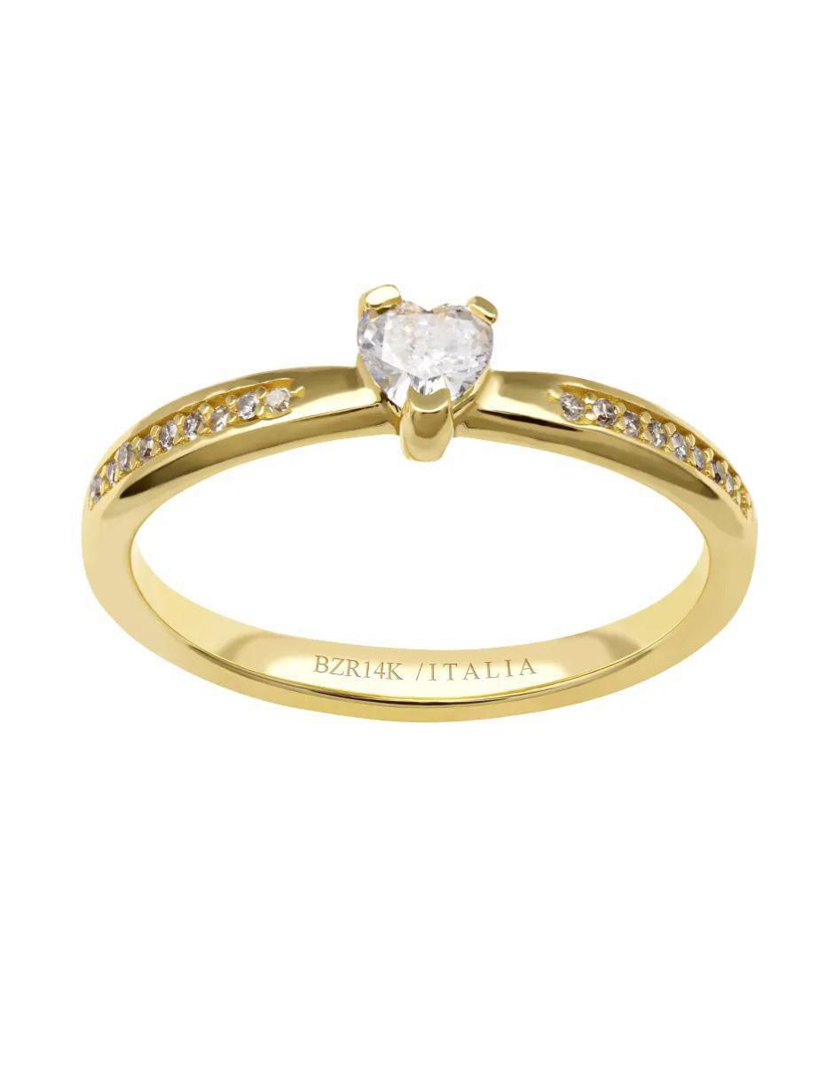Solitario de oro amarillo 14 k diamante