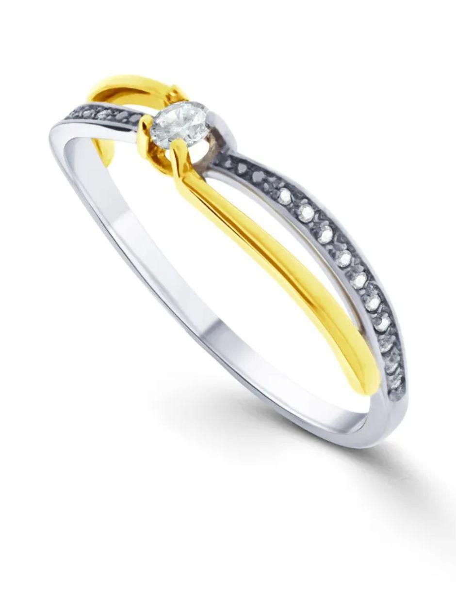 Solitario de oro blanco 14 k diamante 5