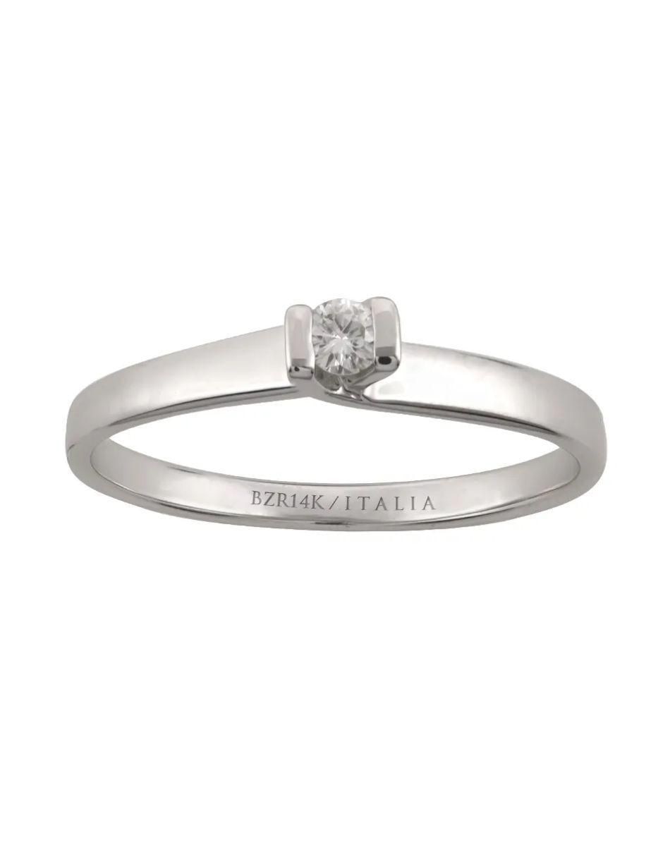 Solitario de oro blanco 14 k diamante