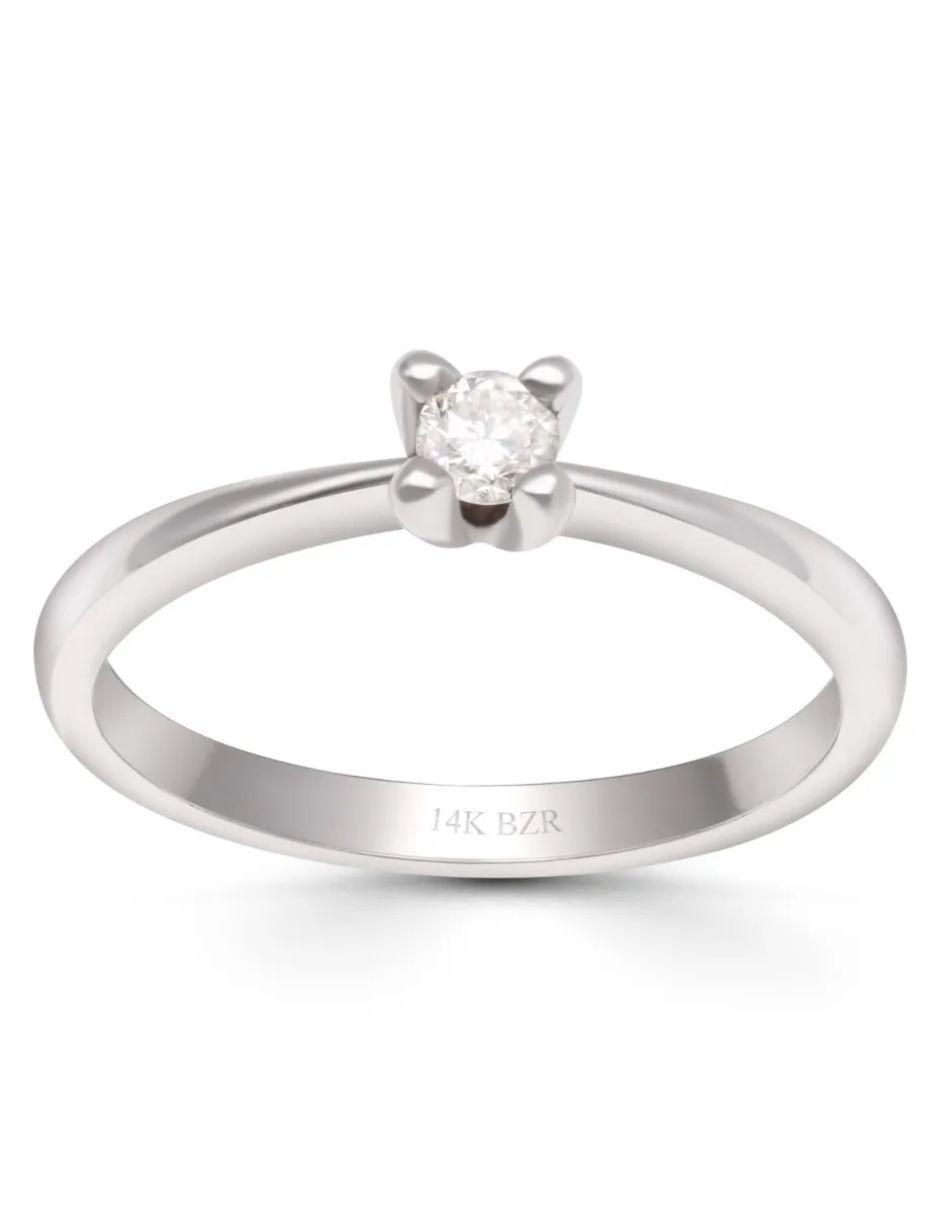 Solitario de oro blanco 14 k diamante 2