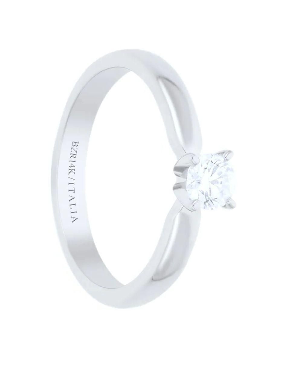Solitario de oro blanco 14 k diamante 3