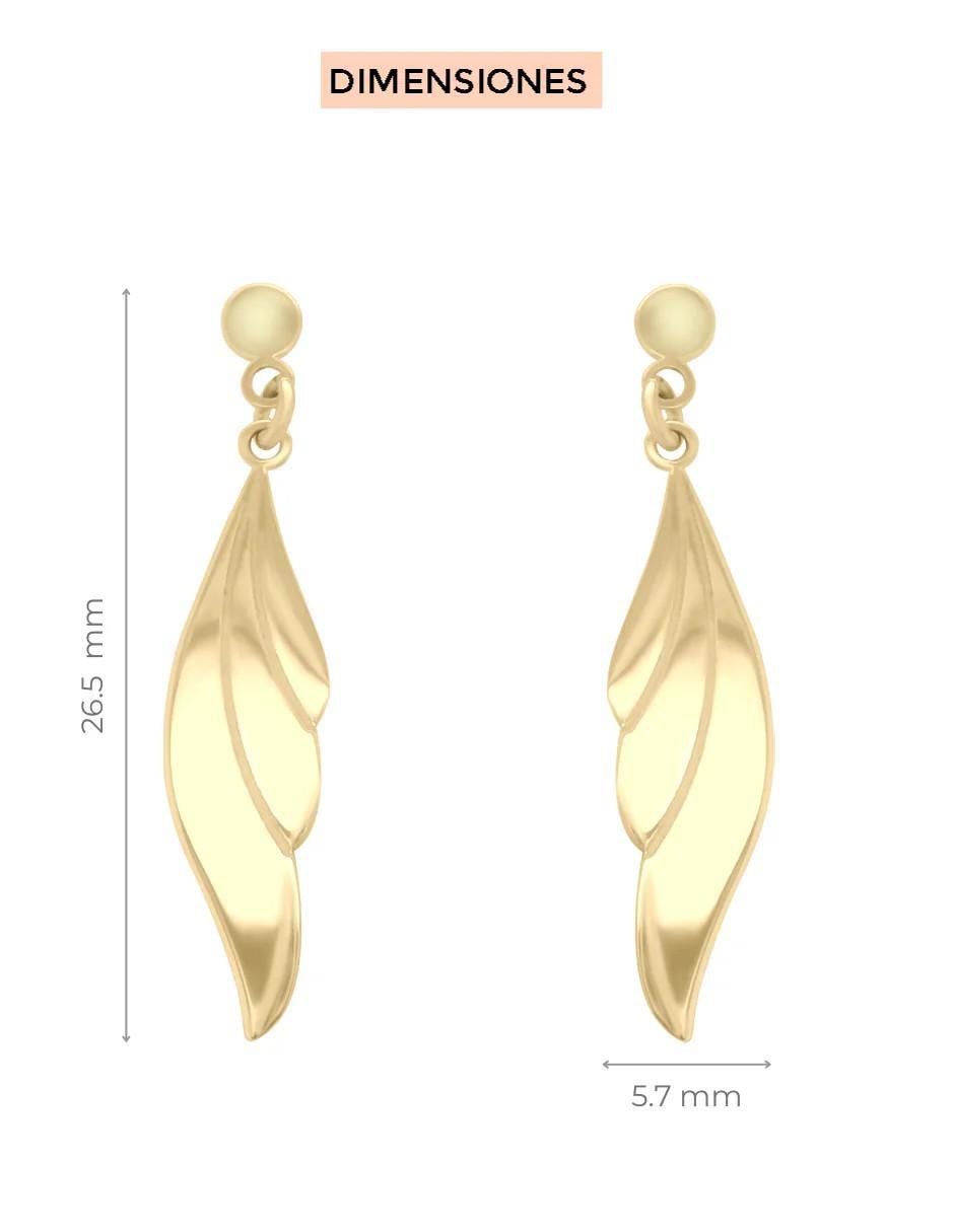 Aretes cortos de alas Feathery de oro 14 k con acabado brillante 3