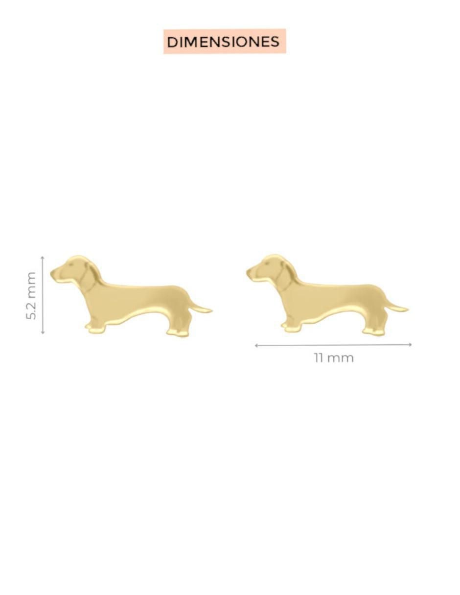 Aretes cortos de perro Winnie de oro 14 K con acabado brillante 4