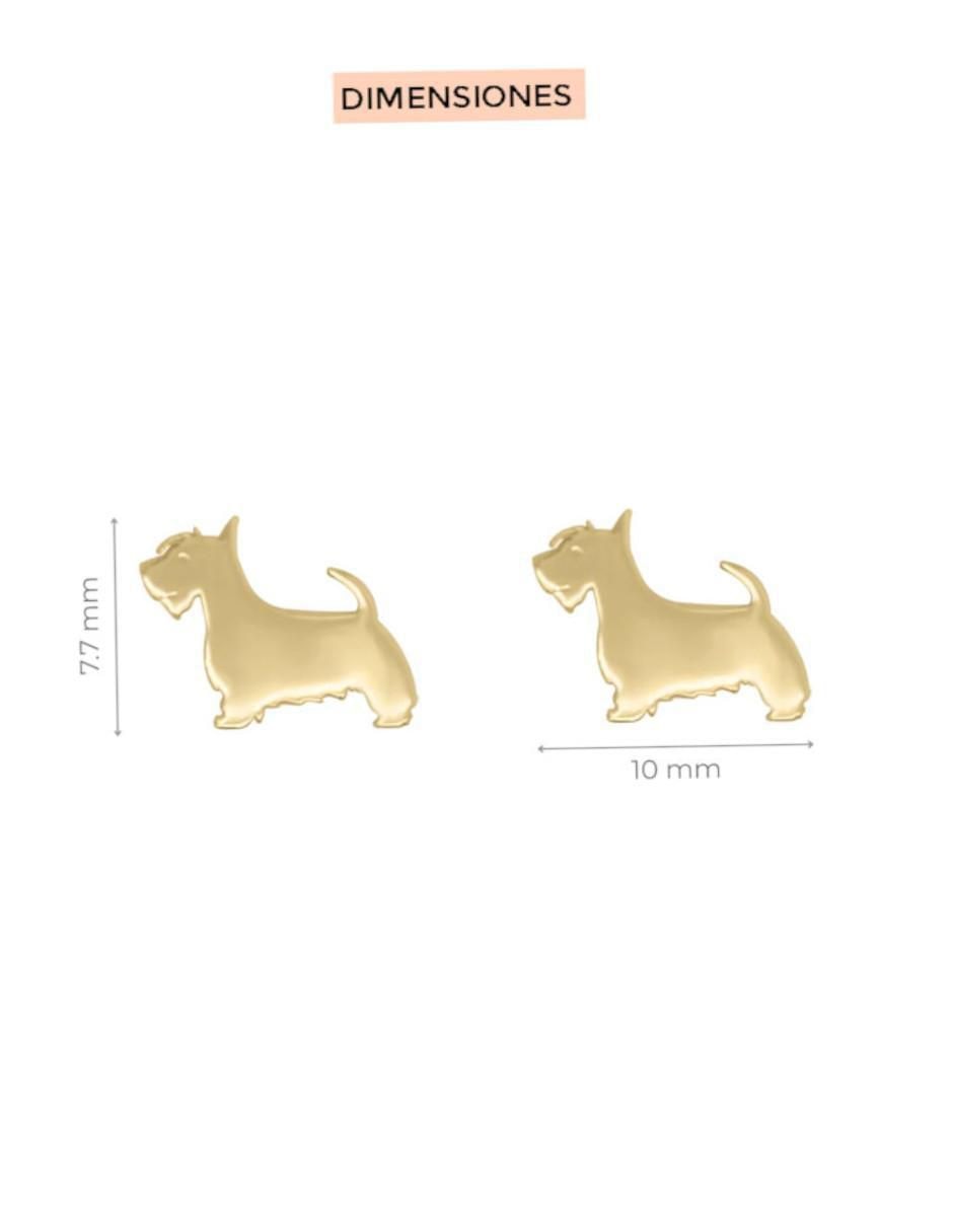 Aretes cortos de perro Schnauzer de oro 14 K acabado brillante 4