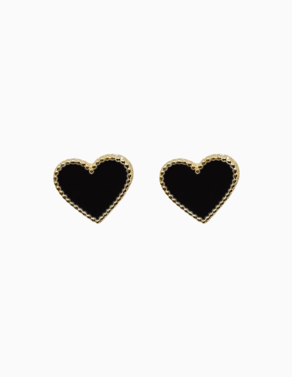 Broqueles de corazón de oro 10 K con acabado esmaltado Broqueles de corazón de oro 10 K con acabado esmaltado