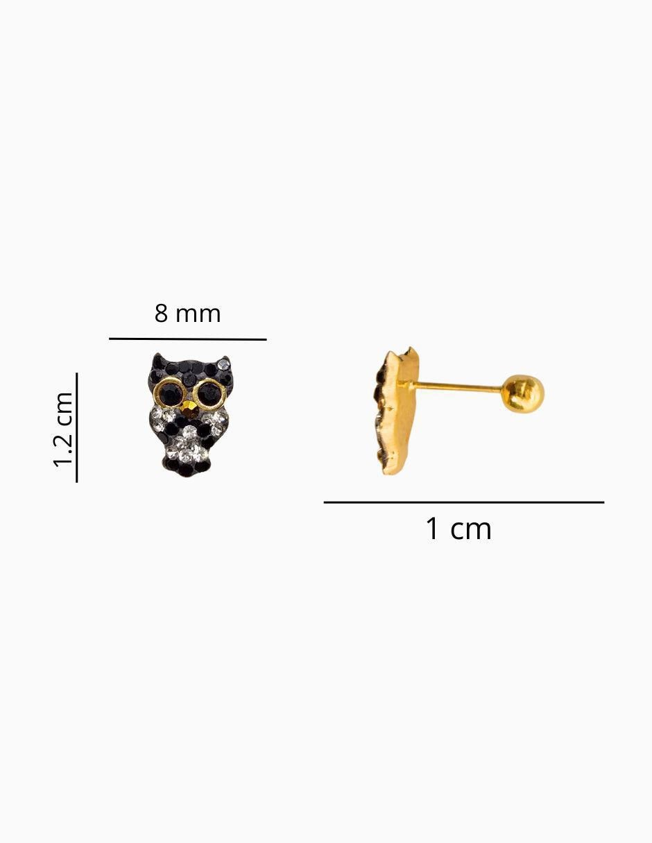 Broqueles de búho de oro 14 K con acabado pavé zirconia 4