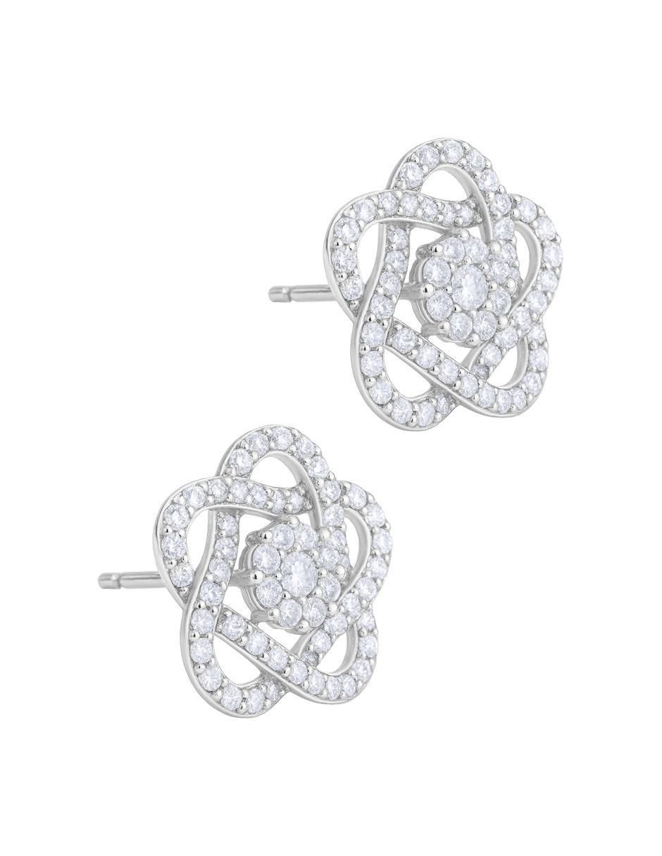 Broqueles de flor de plata P 925 con acabado plateado zirconia 2