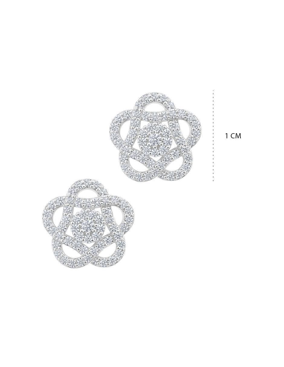 Broqueles de flor de plata P 925 con acabado plateado zirconia 6