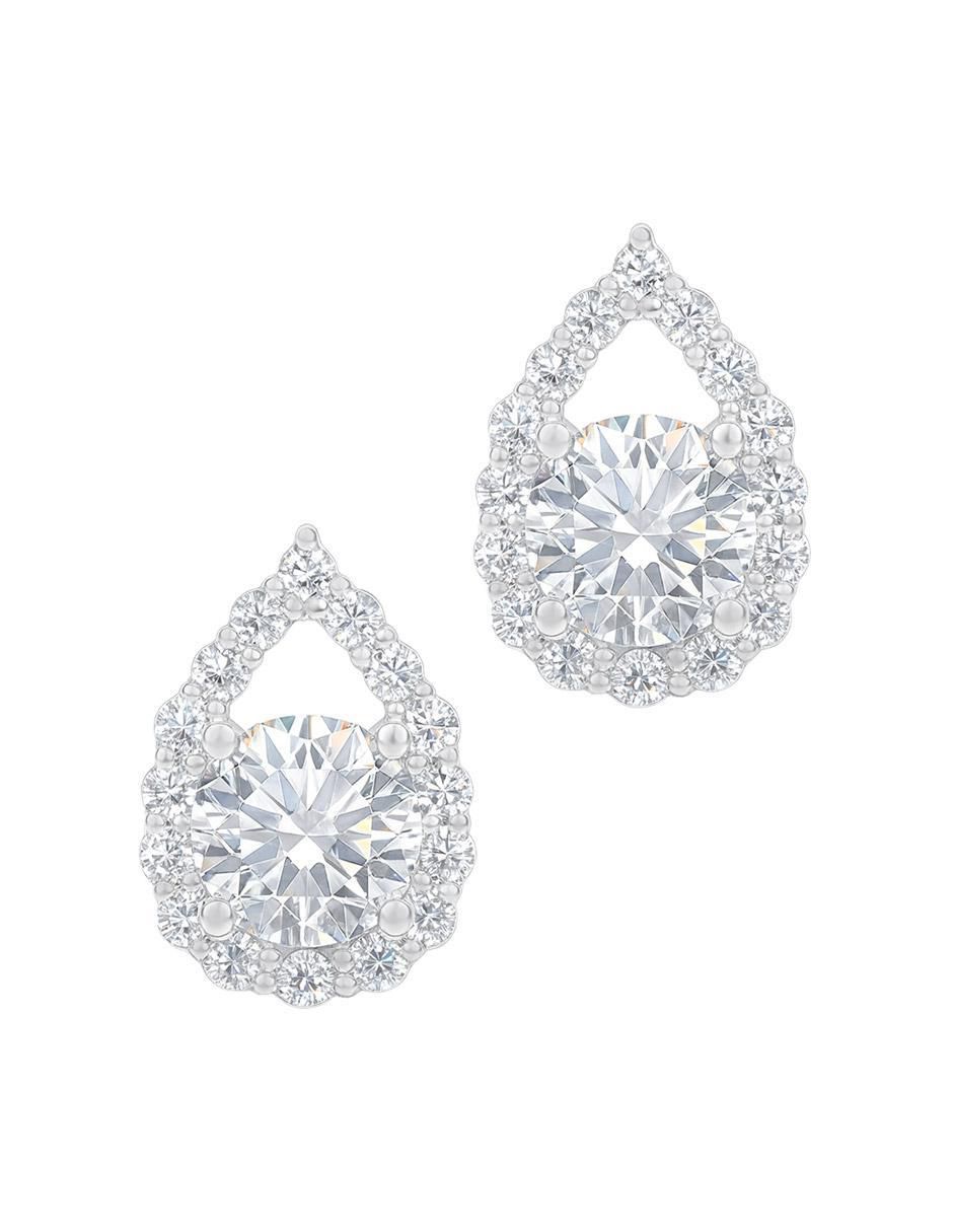 Broqueles de pera de plata P 925 con acabado plateado zirconia Broqueles de pera de plata P 925 con acabado plateado zirconia