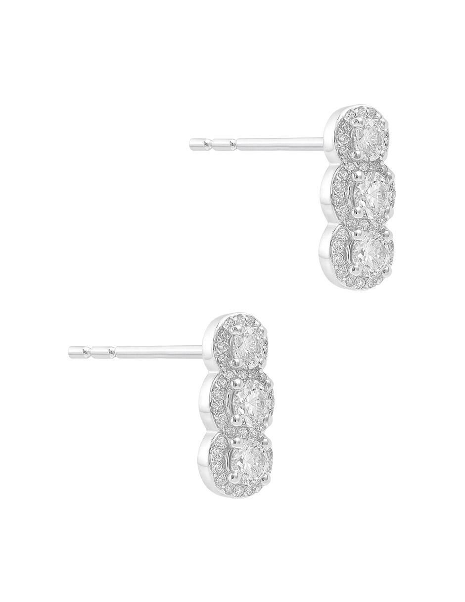 Aretes cortos circulares de Plata P 925 con acabado plateado zirconia 2