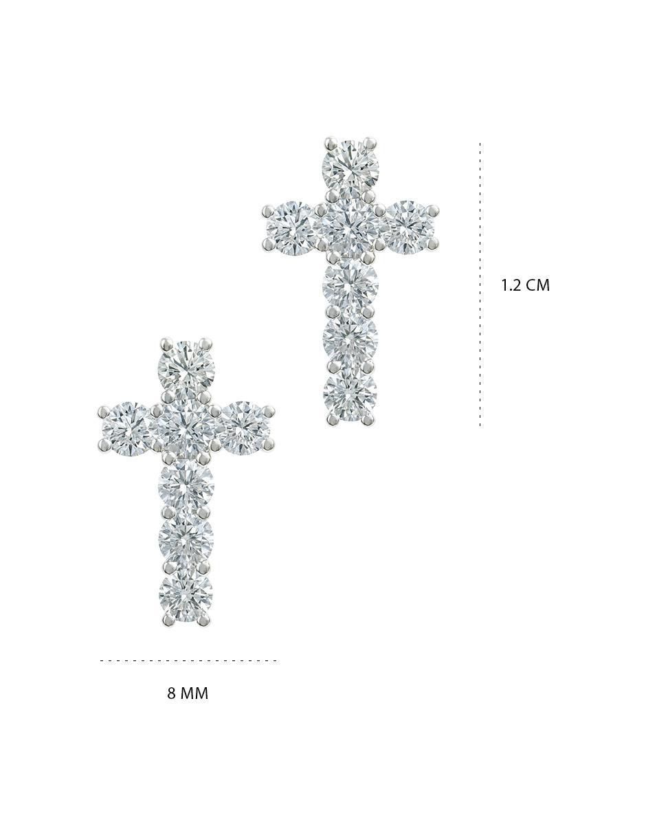 Broqueles de cruz de plata P 925 con acabado plateado zirconia 6