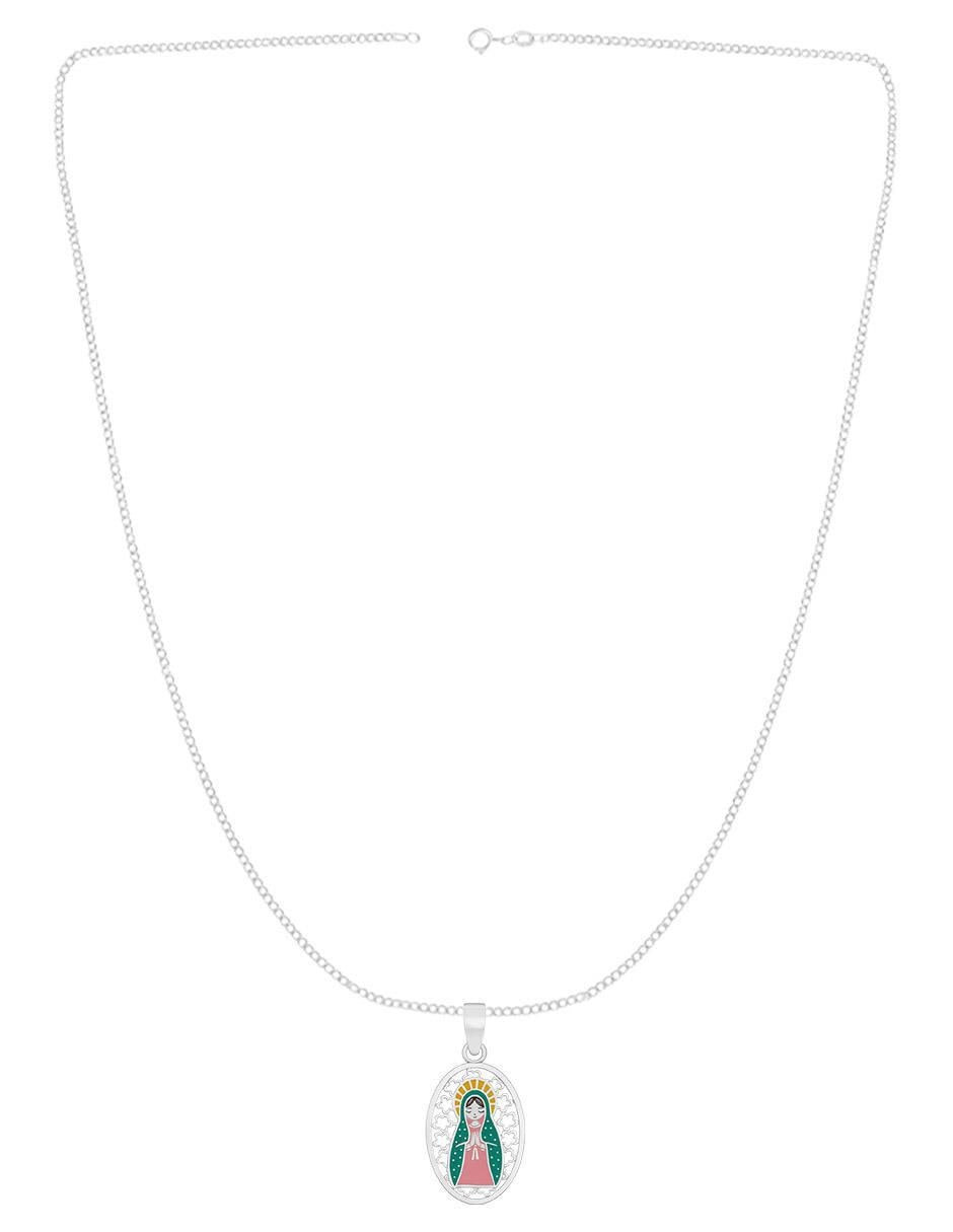 Collar con dije de virgen de plata P 925 3