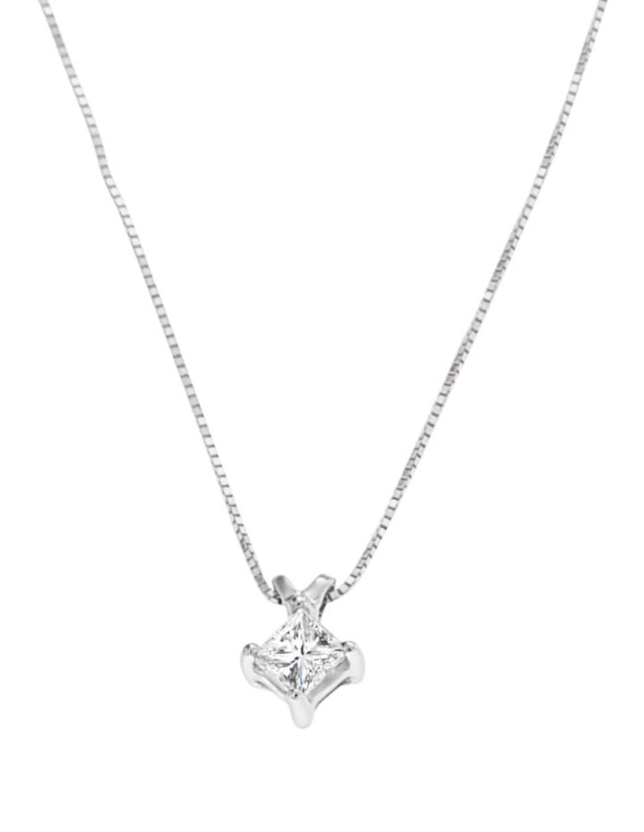 Colgante Y Dije de rombo aiden de oro blanco 14 K diamante