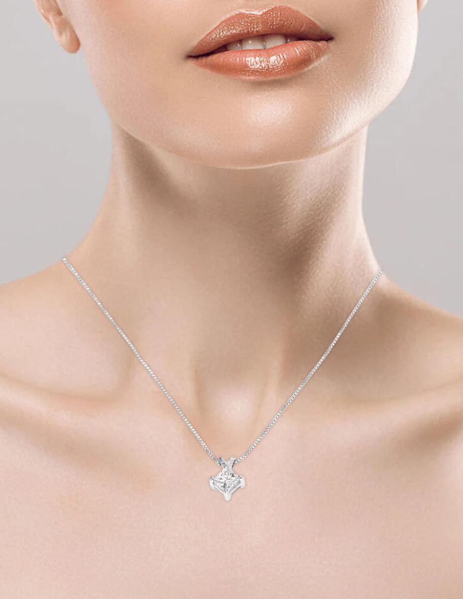 Colgante Y Dije de rombo aiden de oro blanco 14 K diamante 2