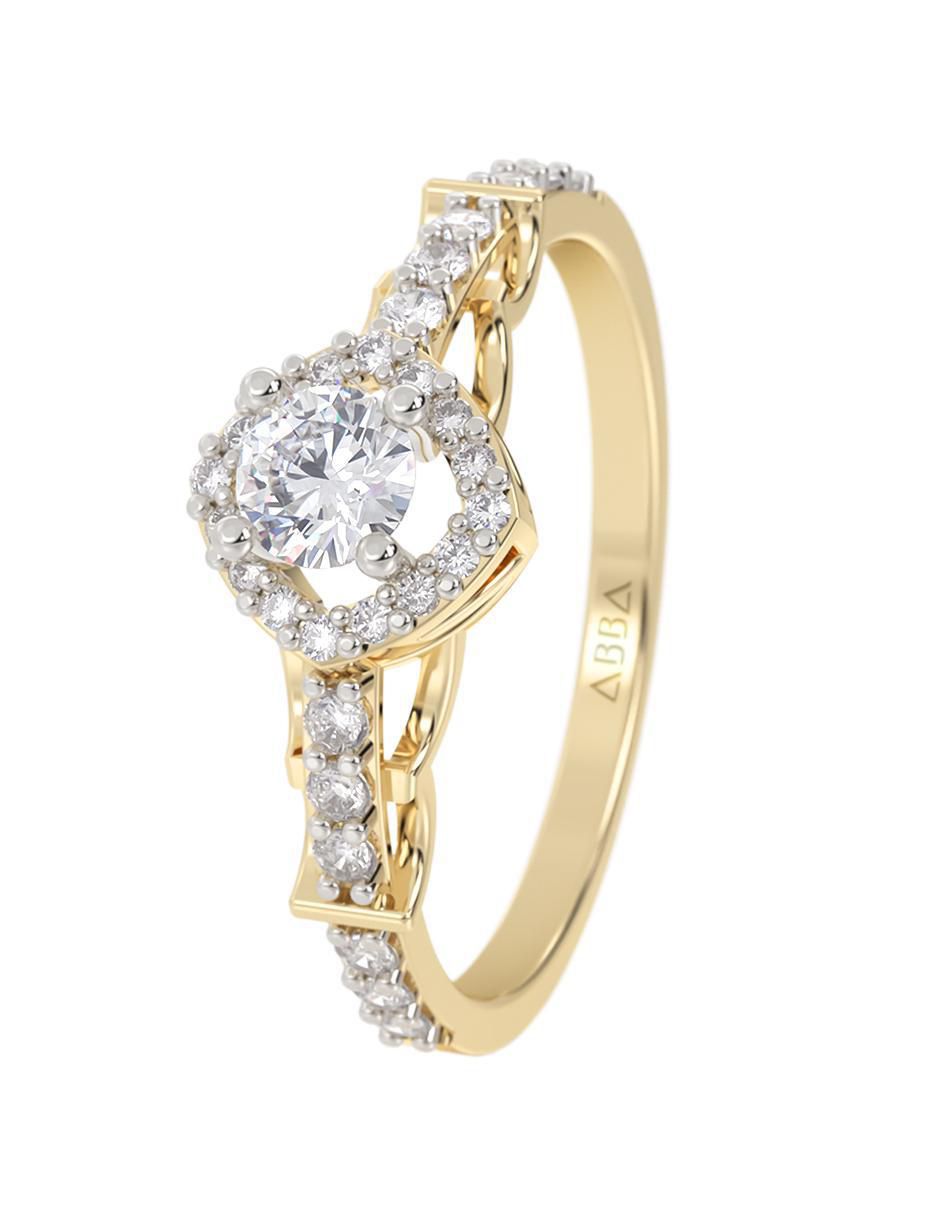 Anillo de compromiso "de" oro 14 k abba joyas sin familia zirconia