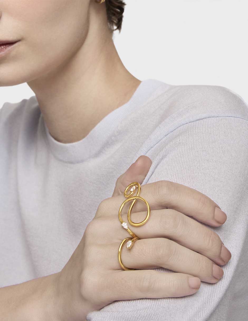 Anillo Lio LGD de plata P 925 diamante con baño de oro 5