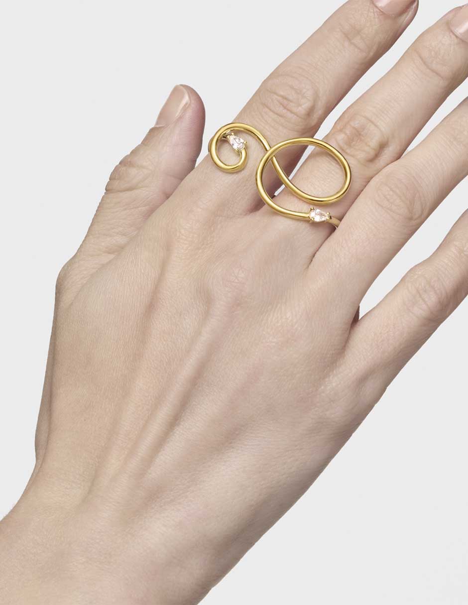 Anillo Lio LGD de plata P 925 diamante con baño de oro 6