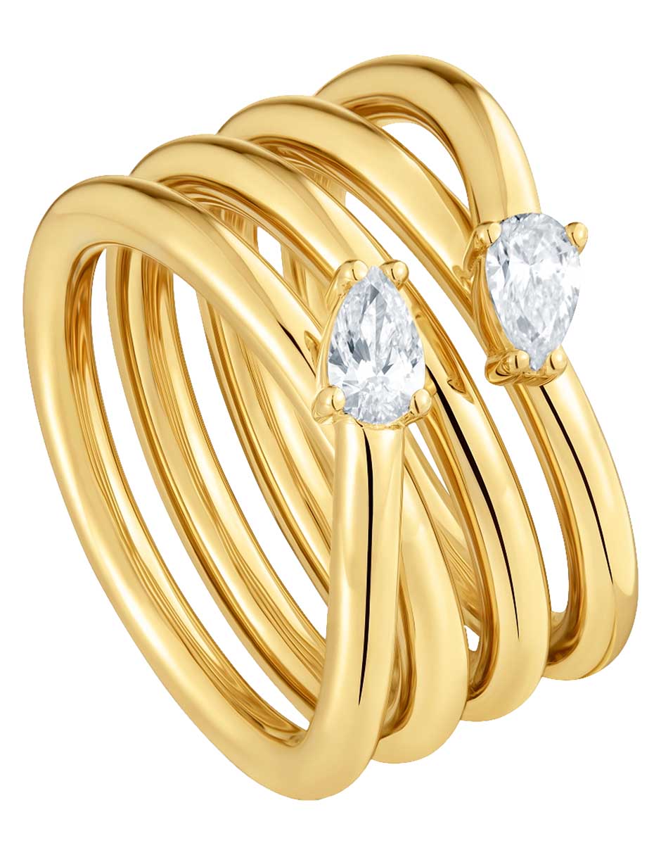 Anillo con gema Lio LGD P 925 de plata diamante baño de oro 2
