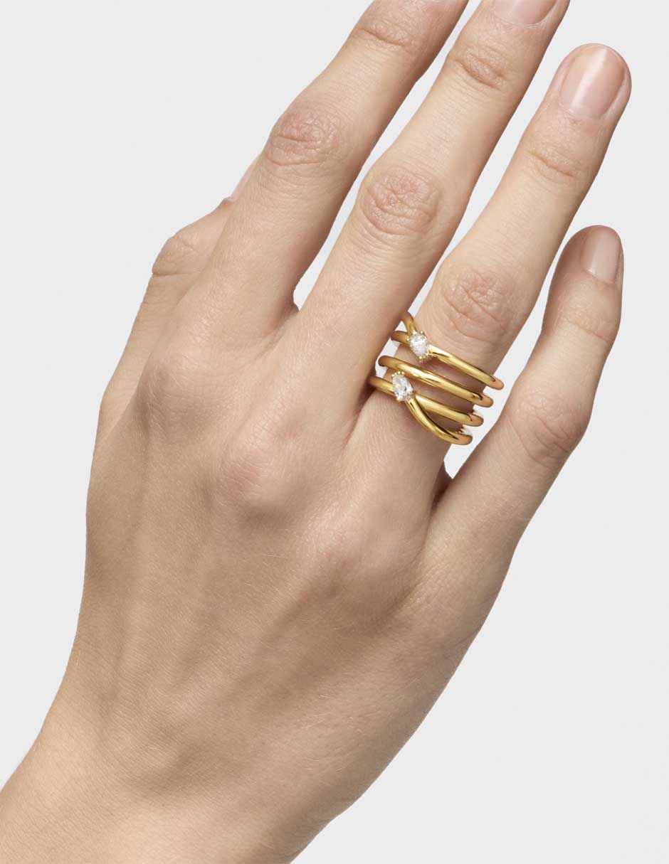 Anillo con gema Lio LGD P 925 de plata diamante baño de oro 6