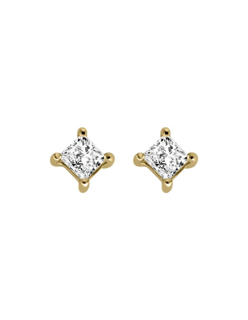 Aretes de rombo Aiden de oro 14 k con acabado brillante diamante