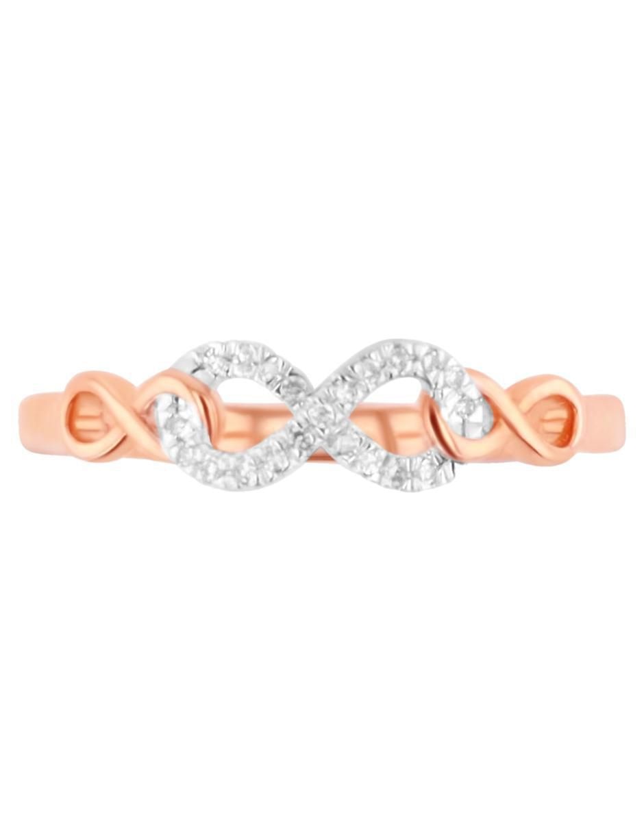 Anillo de infinito 14 k de oro rosa diamante brillante