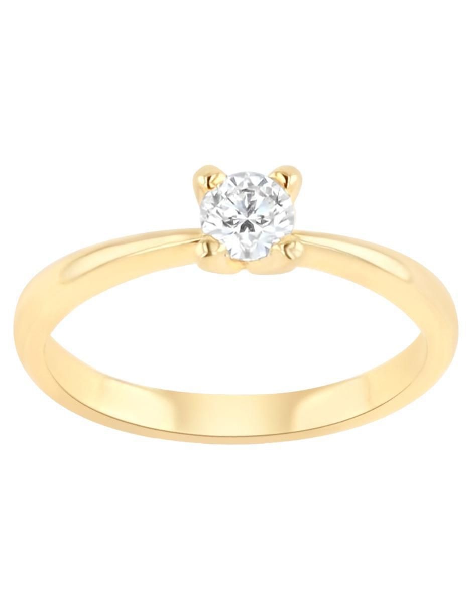 Solitario de oro amarillo 14 k diamante 3
