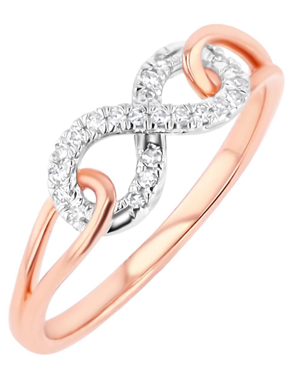 Anillo de infinito 14 k de oro rosa diamante brillante 2
