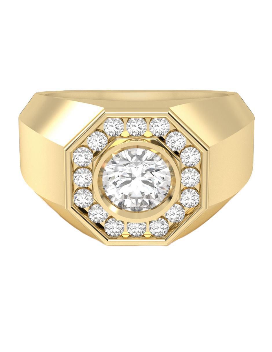 Anillo octagonal 10 k de oro zirconia brillante Anillo octagonal 10 k de oro zirconia brillante