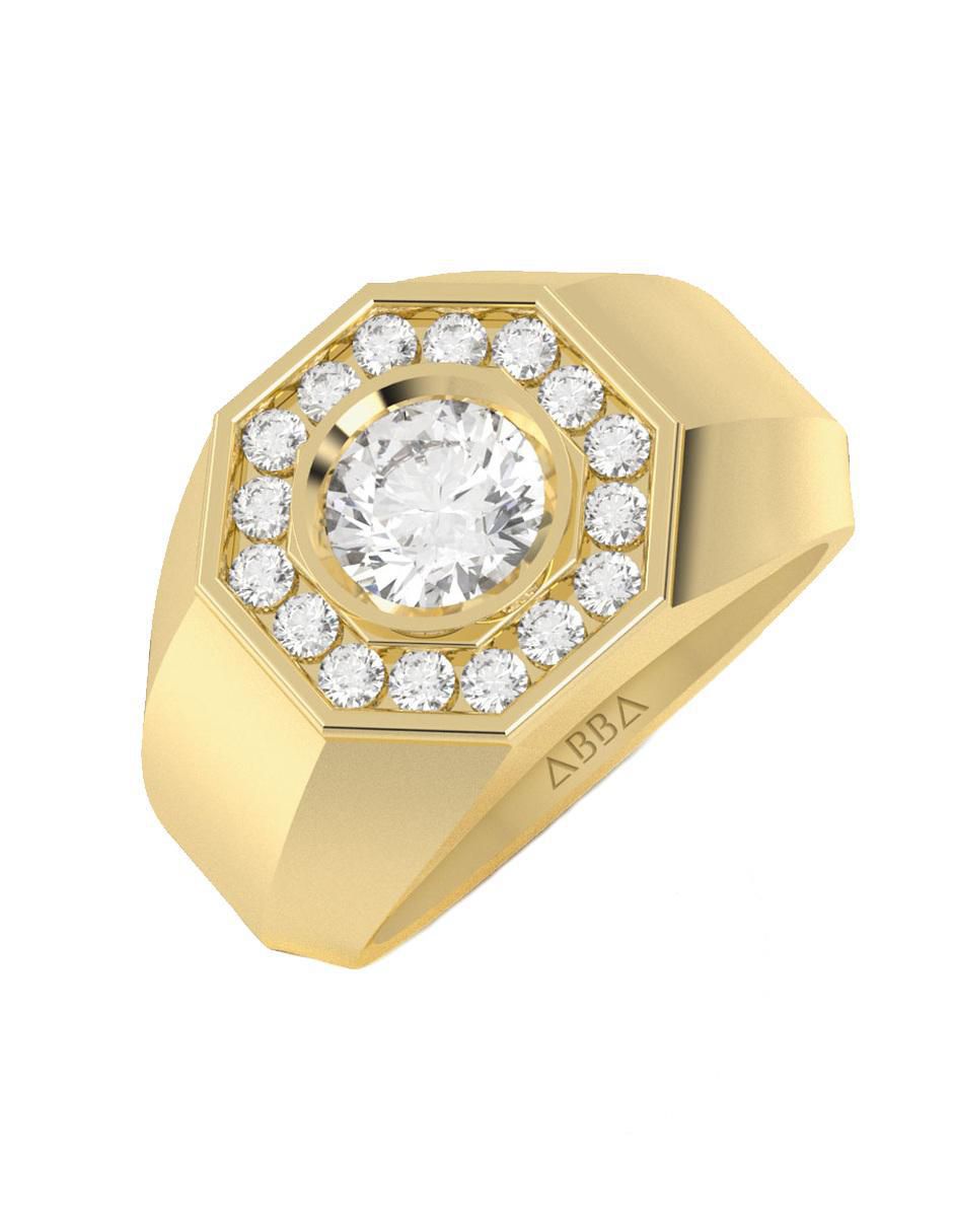 Anillo octagonal 10 k de oro zirconia brillante 2