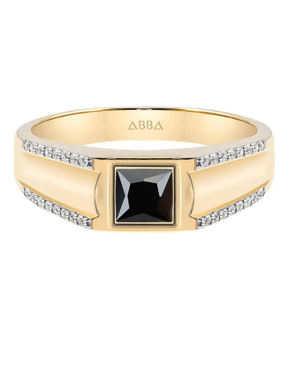 Anillo cuadrado 10 k de oro zirconia brillante