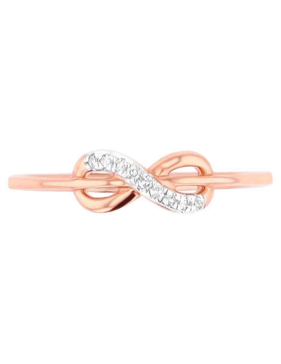 Anillo de infinito 14 k de oro rosa diamante brillante