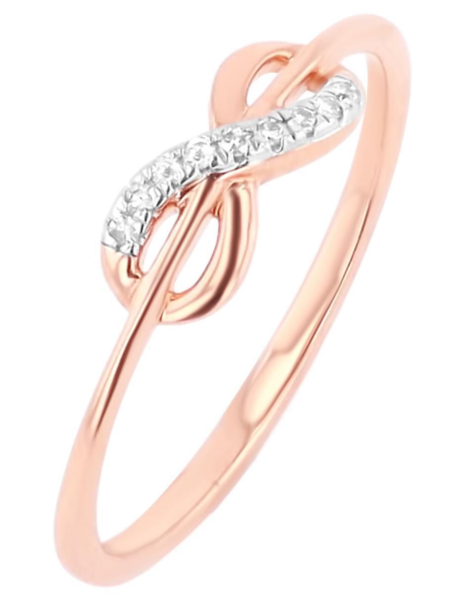 Anillo de infinito 14 k de oro rosa diamante brillante 2