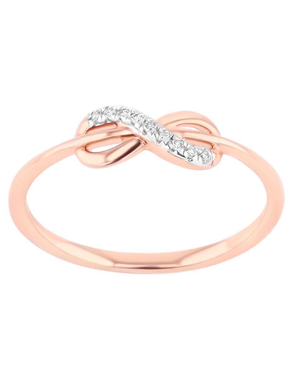Anillo de infinito 14 k de oro rosa diamante brillante 3