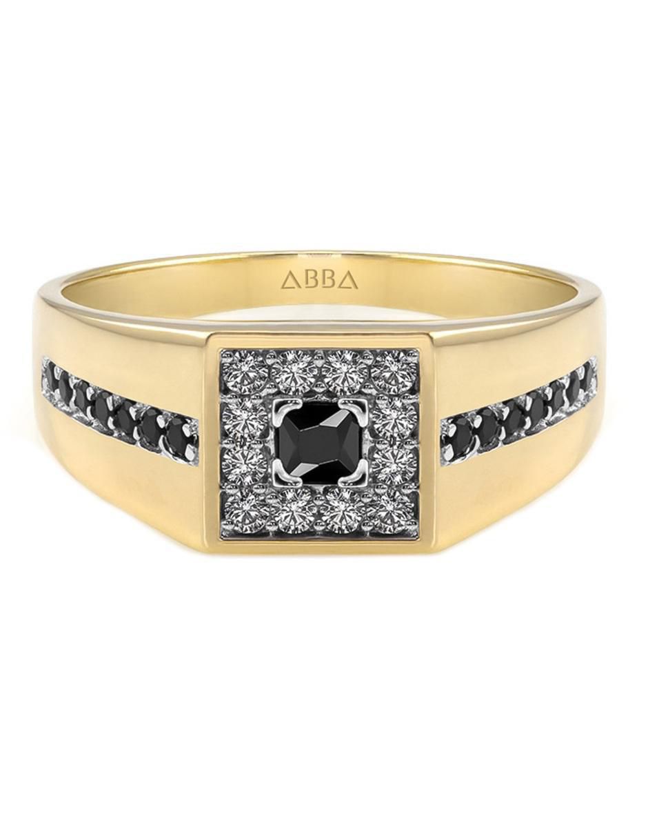 Anillo cuadrado 10 k de oro zirconia brillante