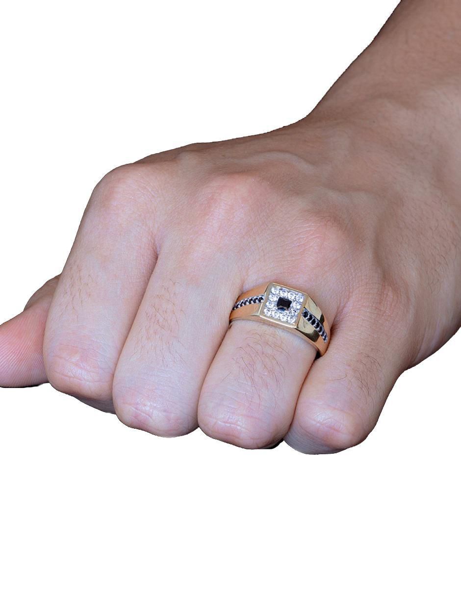 Anillo cuadrado 10 k de oro zirconia brillante 2