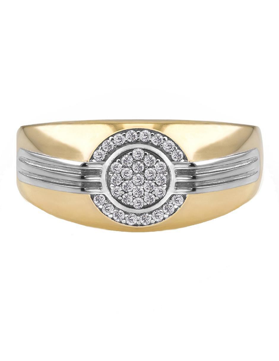 Anillo 10 k de oro zirconia brillante