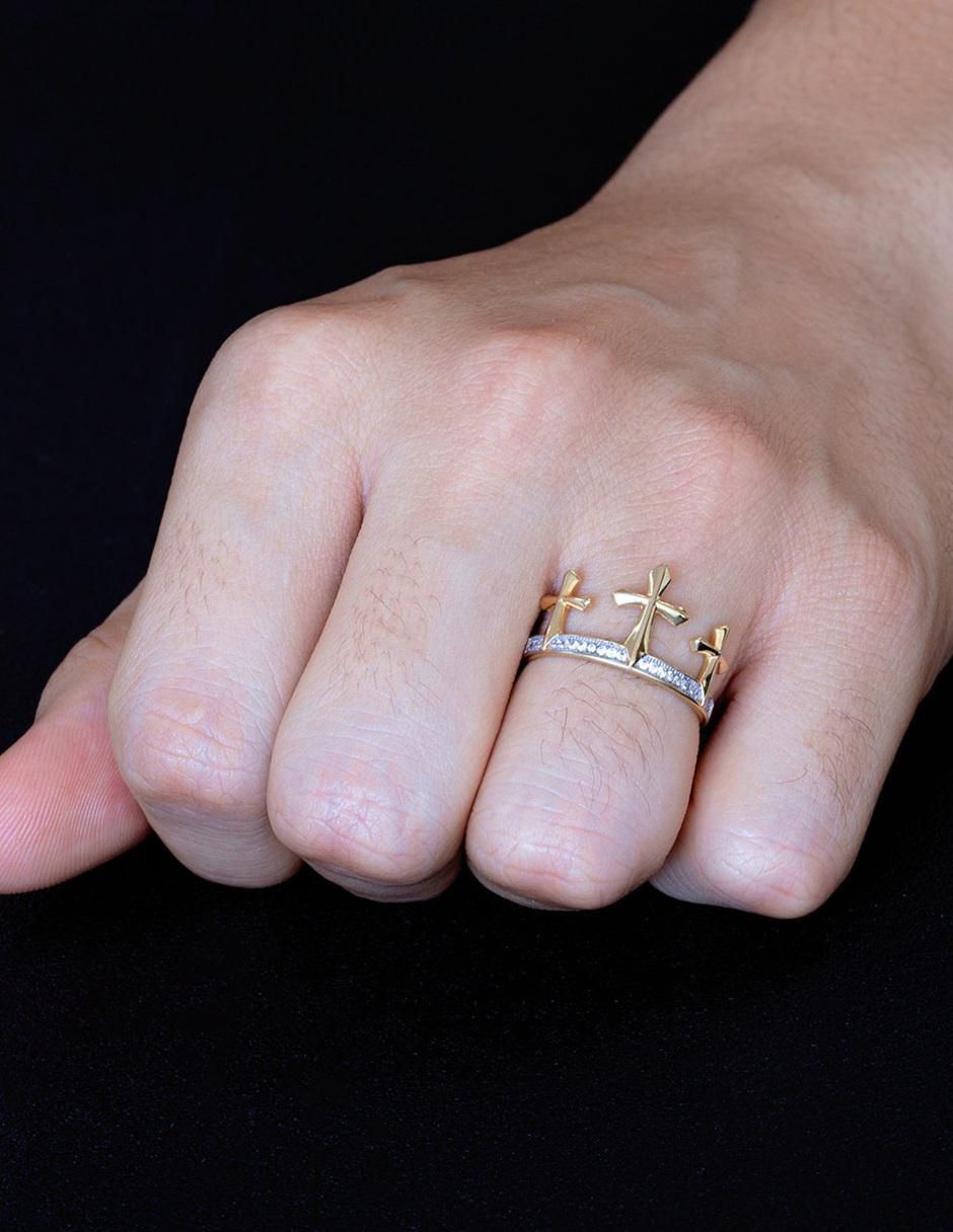 Anillo de corona 10 k de oro zirconia brillante 2