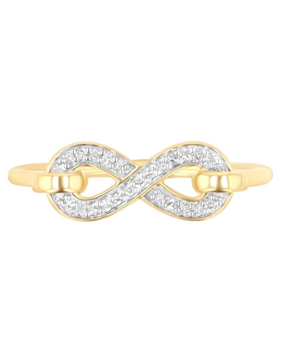 Anillo de infinito 14 k de oro amarillo diamante brillante