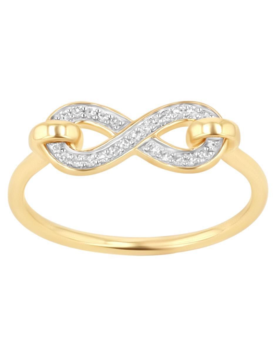 Anillo de infinito 14 k de oro amarillo diamante brillante 3