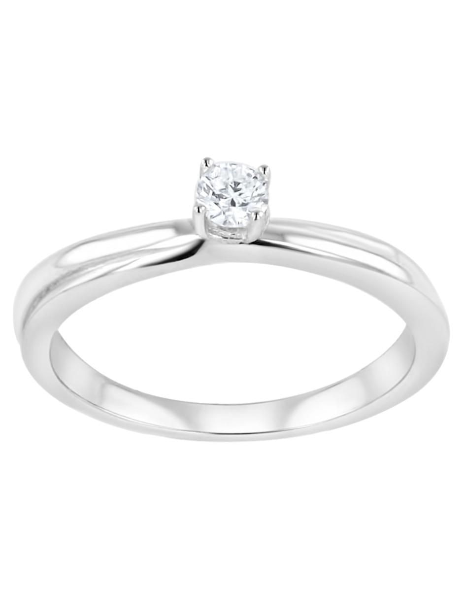 Solitario de oro blanco 14 k diamante 3