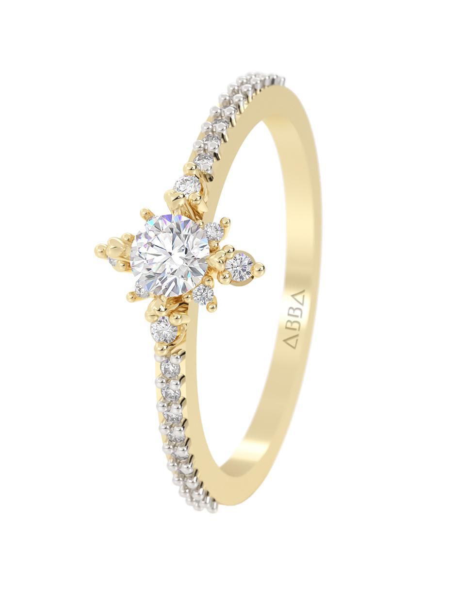 Anillo de compromiso "de" oro 10 k abba joyas sin familia zirconia