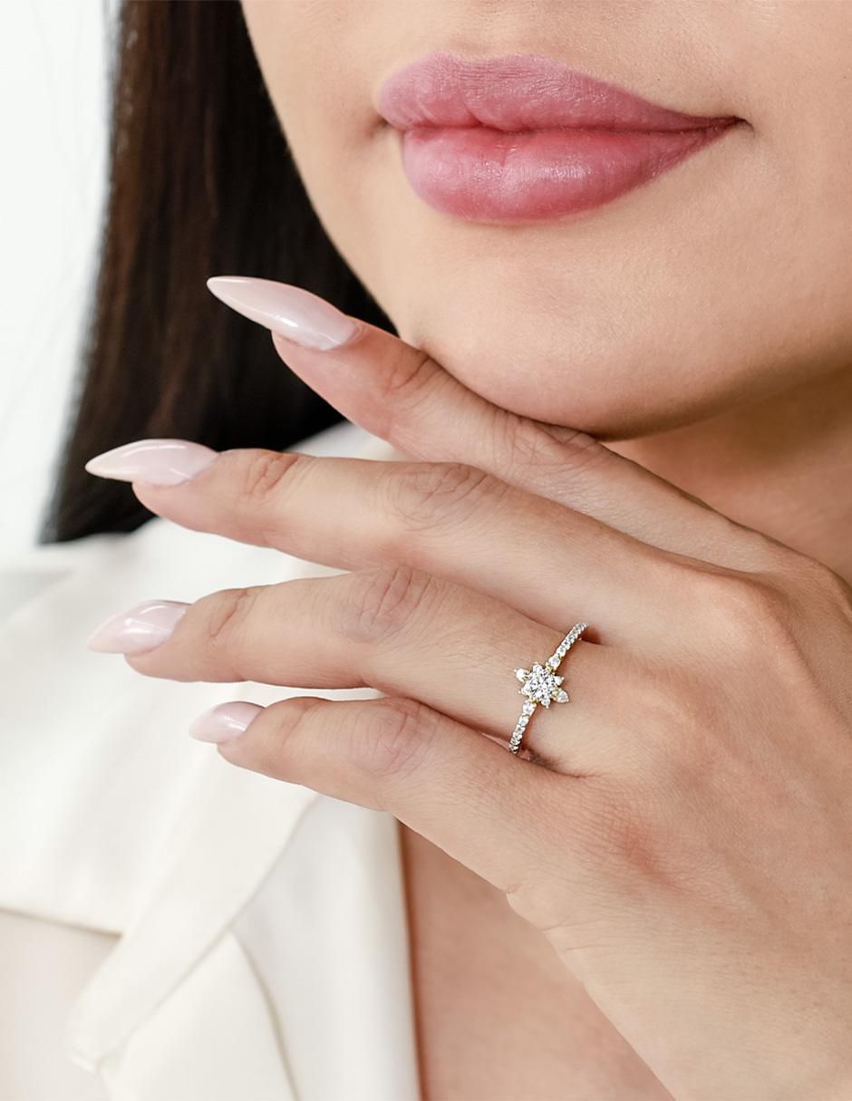 Anillo de compromiso "de" oro 10 k abba joyas sin familia zirconia
