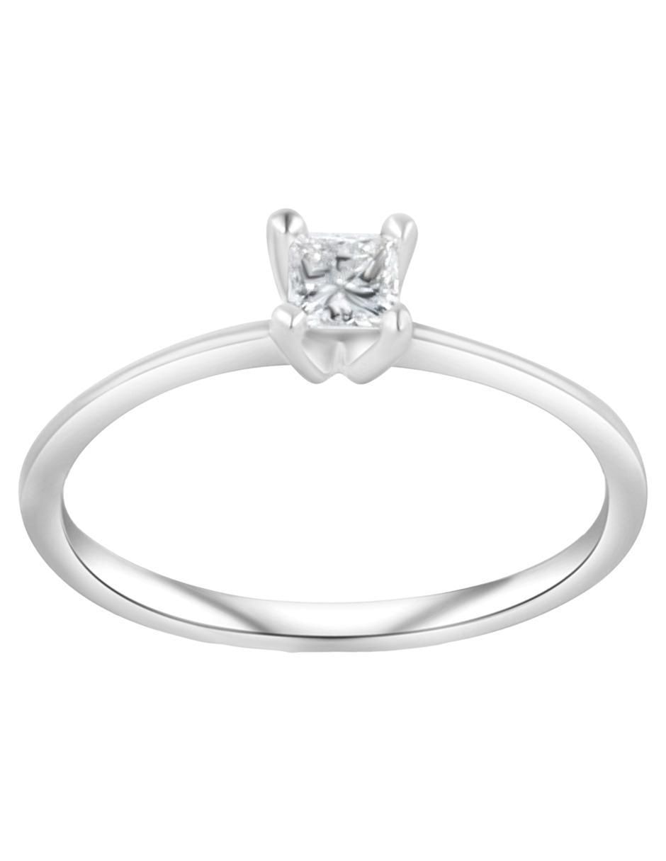 Solitario de oro blanco 14 k diamante 3
