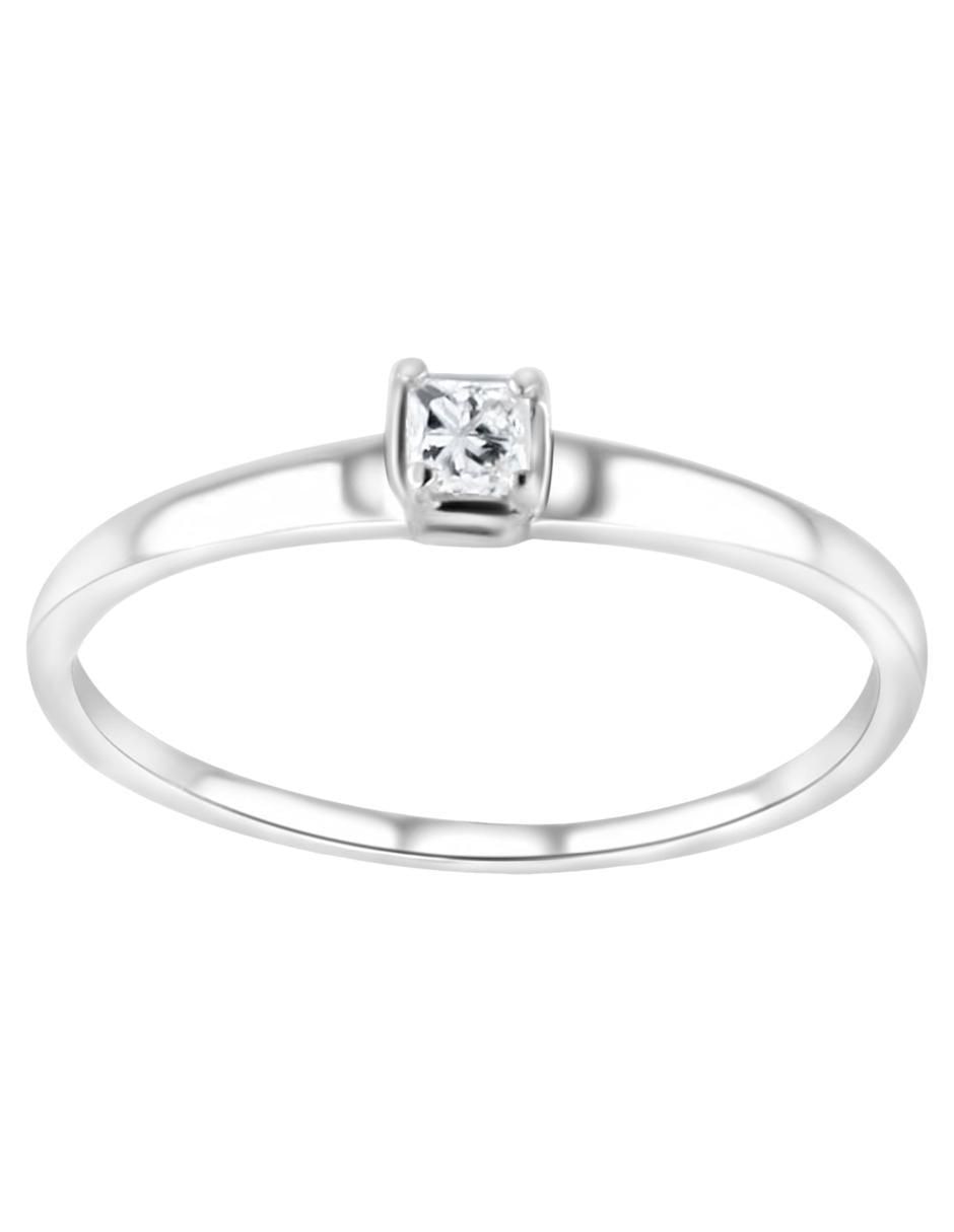 Solitario de oro blanco 14 k diamante 3